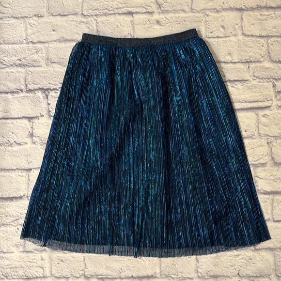 Metallic Blue Shimmer Midi Party Skirt Pull On Style - Girls Size XL 14-16 - Picture 12 of 12